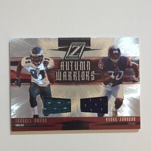 2005 Zenith Autumn Warriors Terrell Owens Andre Johnson AW16 Numbered 47/250